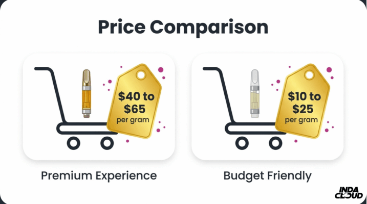 Live Resin Vs Distillate Cart: Which Is Best? 4 Price Comparison Of Vape Carts Showing Live Resin At 40 To 65 Dollars Per Gram And Distillate At 10 To 25 Dollars Per Gram