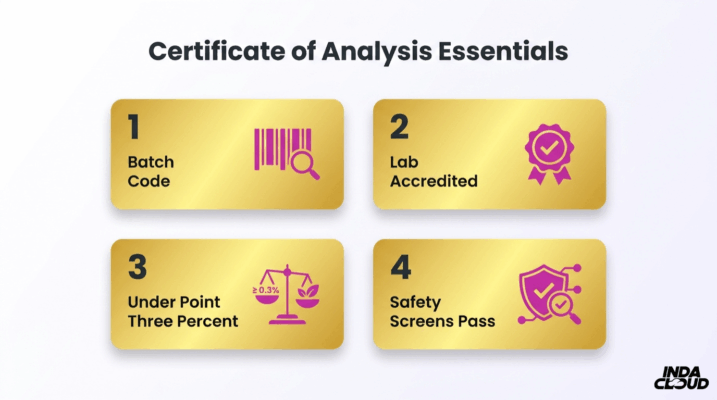 Certificate Of Analysis Checklist For Delta 8 Products Including Batch Code Lab Accreditation Legal Thc Limit And Safety Screening Verification