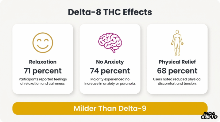 Delta-8 Thc Effects Showing Relaxation Anxiety Relief Physical Comfort And Milder Experience Compared To Delta-9 Thc