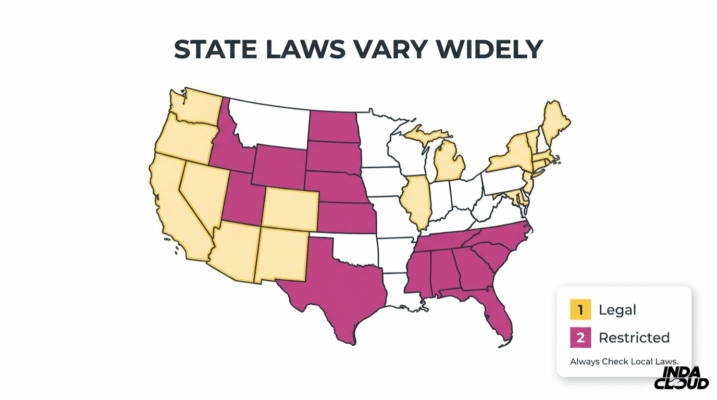 Delta 8 Thc Legal Status By State Map Showing Legal And Restricted Areas Across The United States With Reminder To Check Local Laws